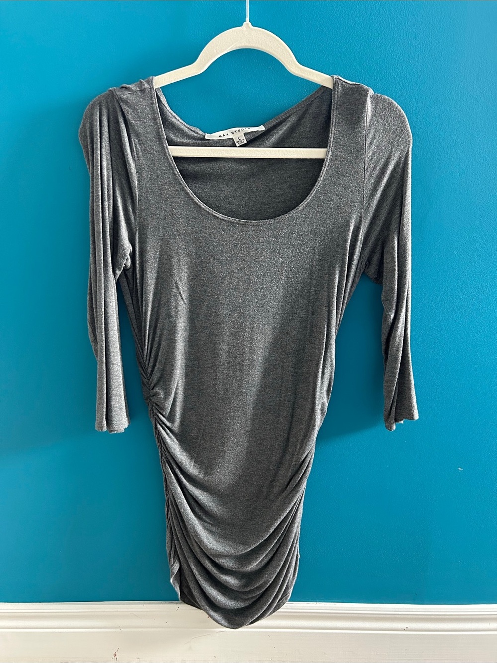 Max Studio Charcoal Scoop Neck Top